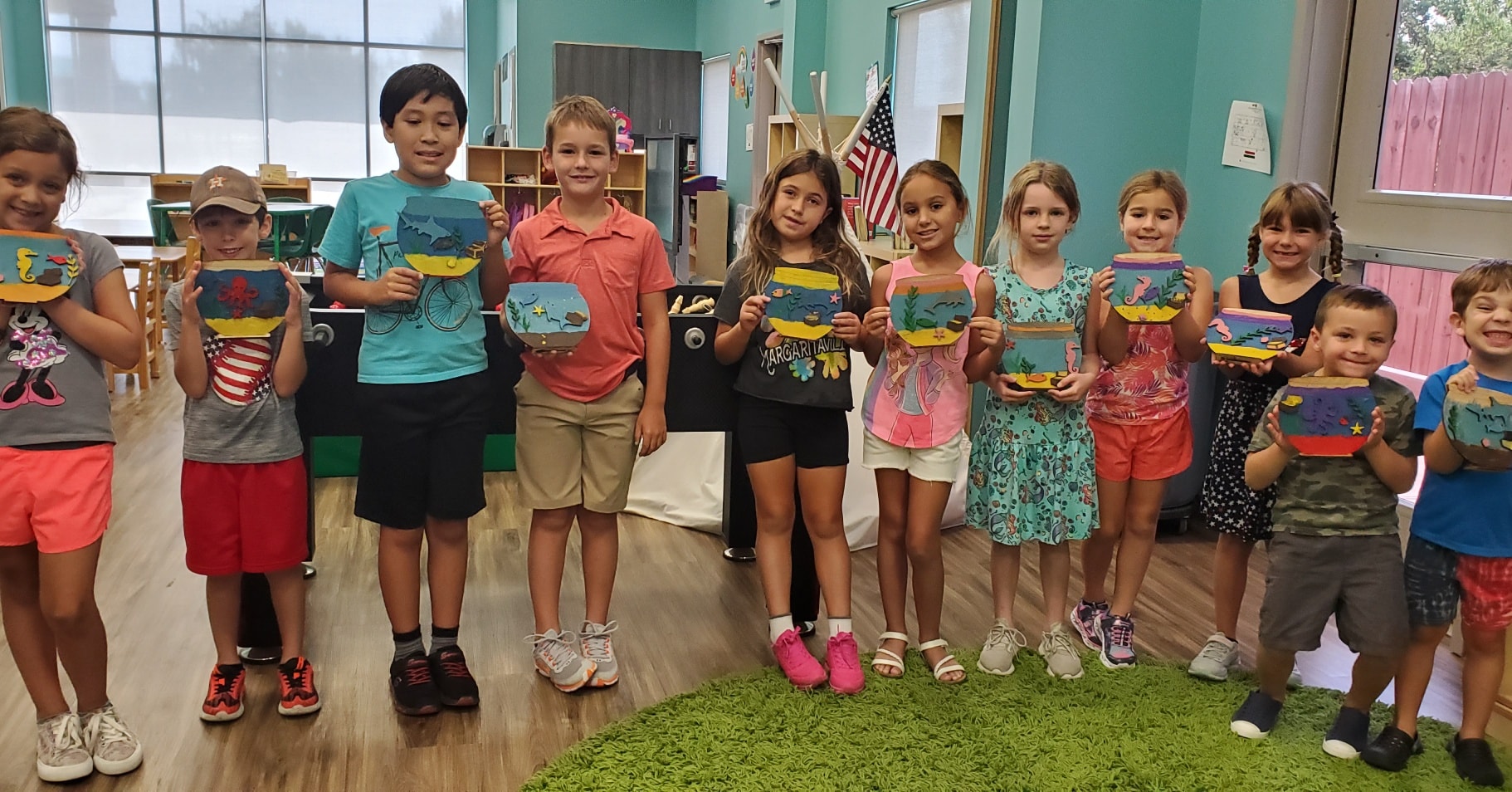 Paint party supplies and artwork